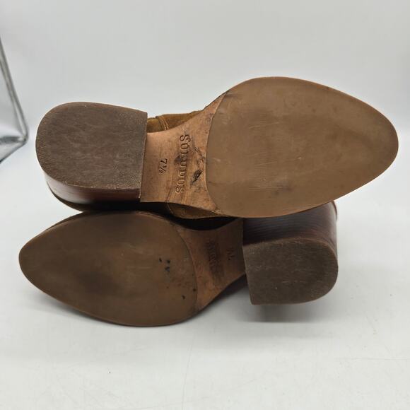 Soludos Emma Chestnut Suede Leather Heeled Ankle Boots Booties Brown Size 7.5 - Picture 7 of 8